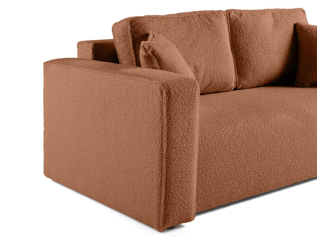 Canapé droit 2 places en tissu bouclette Topaze