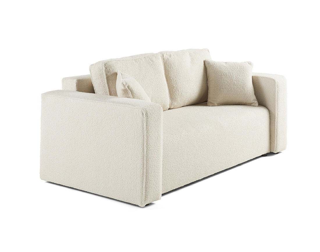 Canapé droit 2 places en tissu bouclette Topaze Canapé droit 2 places en tissu bouclette Topaze