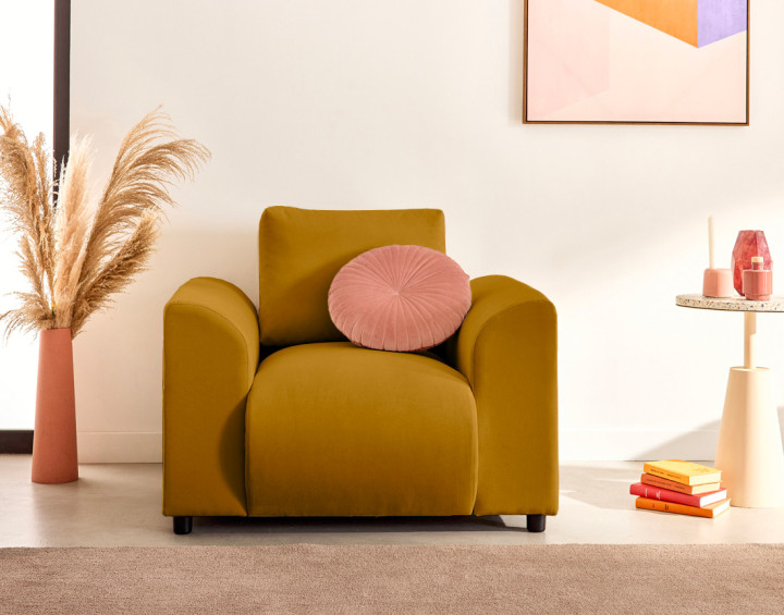 Fauteuil avec poche en velours Camelia