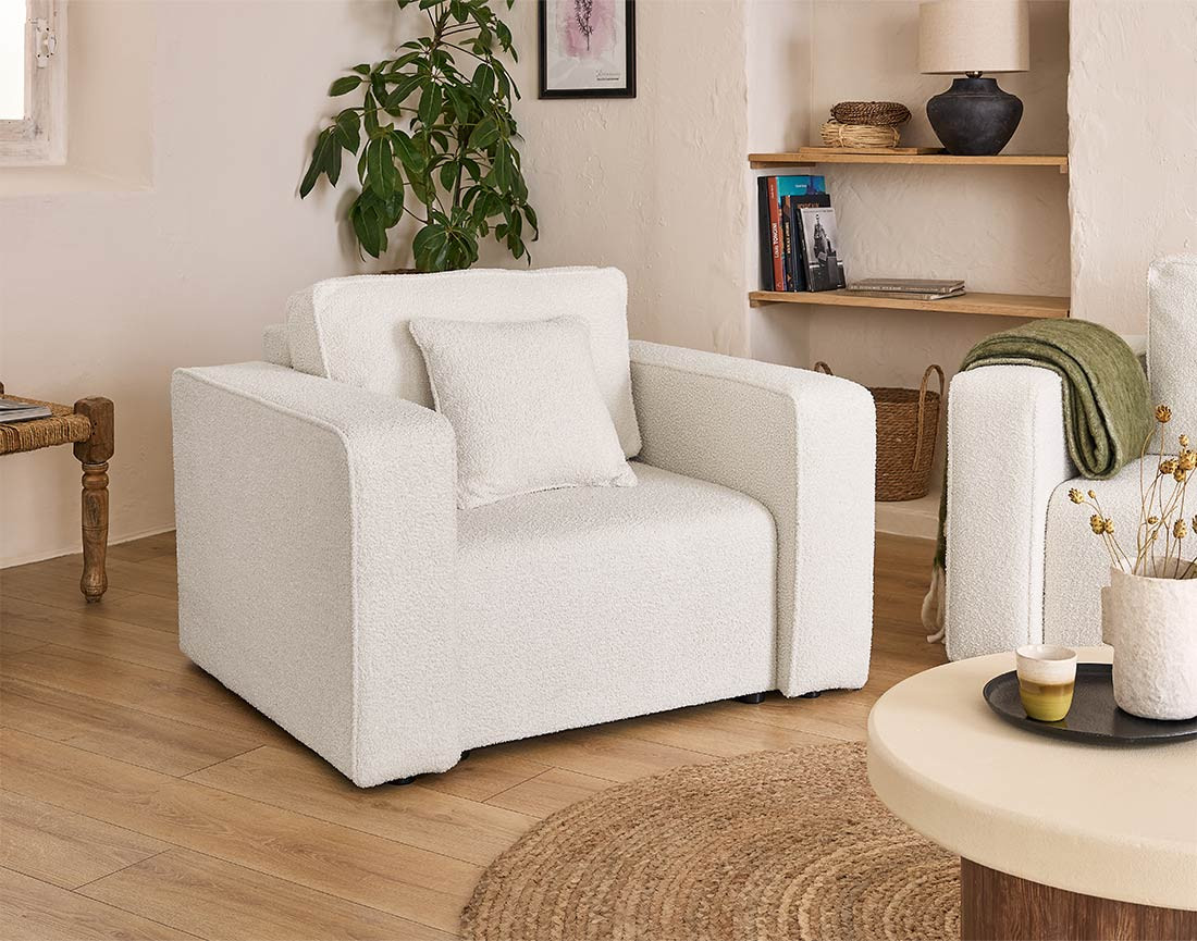 Fauteuil en tissu bouclette Topaze