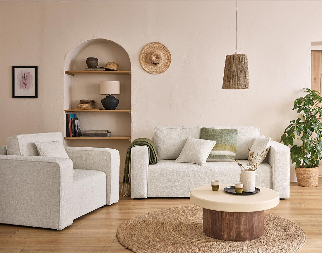 Fauteuil en tissu bouclette Topaze