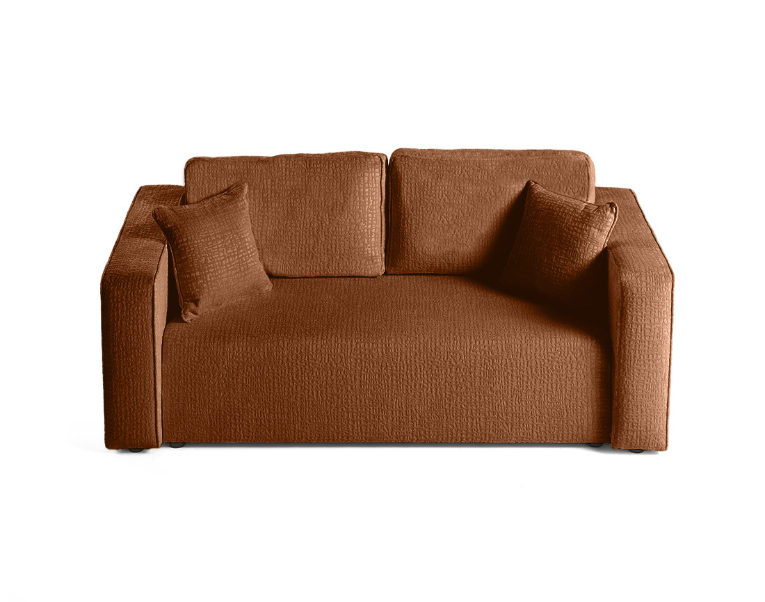 Canapé droit 2 places en tissu velours relief Topaze