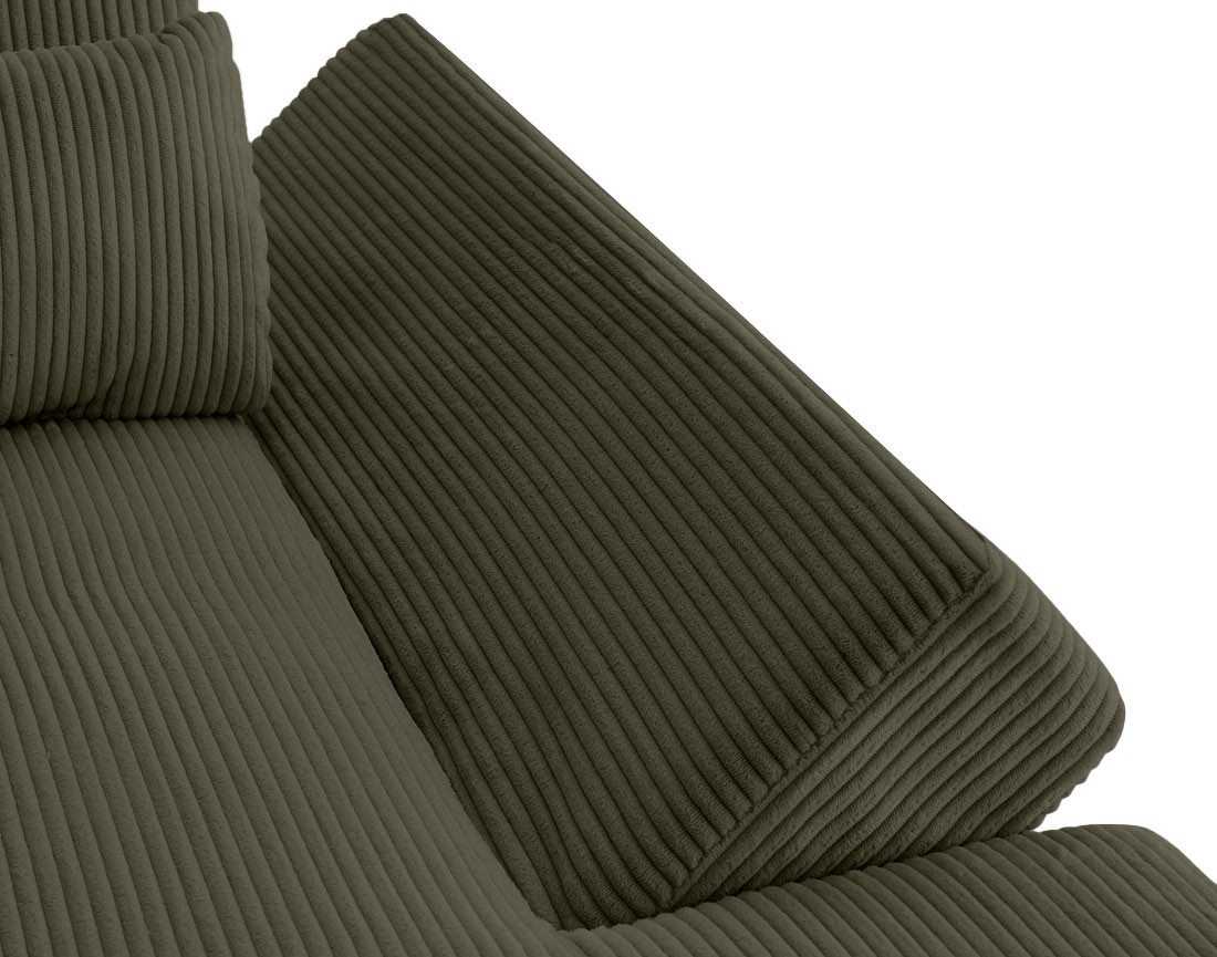 Canapé panoramique d'angle gauche 7 places en velours côtelé Vermont S