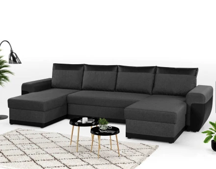 Milan - Canapé d'angle panoramique - convertible - 7 places - 2 coffres de rangement