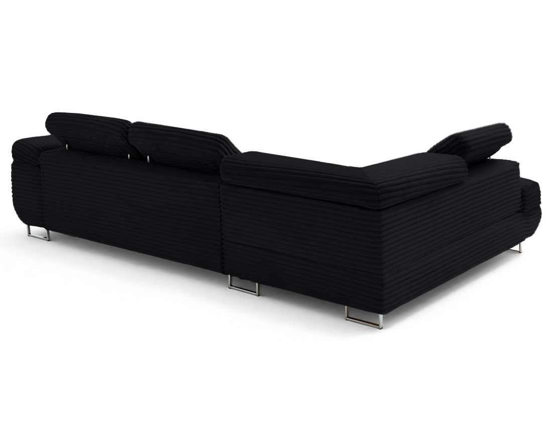 Canapé d'angle gauche 5 places convertible avec coffre et têtières en velours côtelé grosses côtes Zaria Canapé d'angle gauche 5 places convertible avec coffre et têtières en velours côtelé grosses côtes Zaria