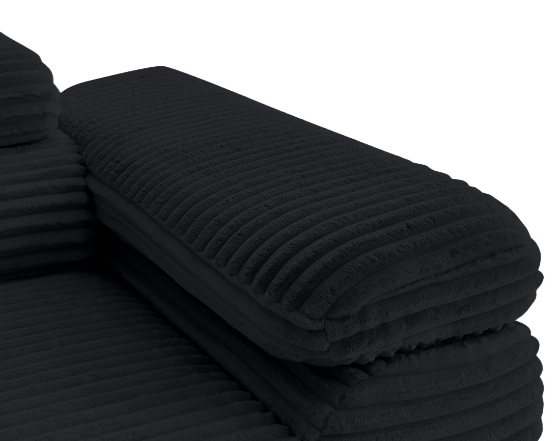 Canapé d'angle gauche 5 places convertible avec coffre et têtières en velours côtelé grosses côtes Zaria Canapé d'angle gauche 5 places convertible avec coffre et têtières en velours côtelé grosses côtes Zaria