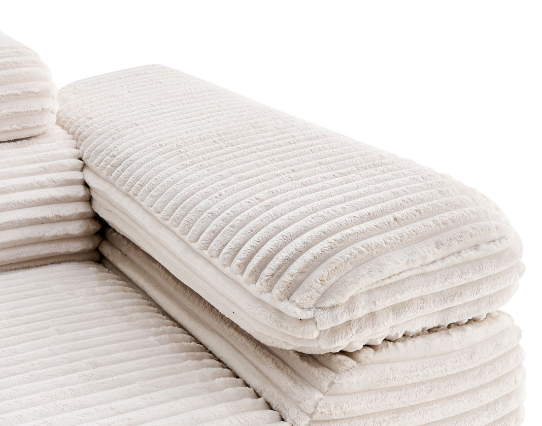 Canapé d'angle gauche 5 places convertible avec coffre et têtières en velours côtelé grosses côtes Zaria Canapé d'angle gauche 5 places convertible avec coffre et têtières en velours côtelé grosses côtes Zaria