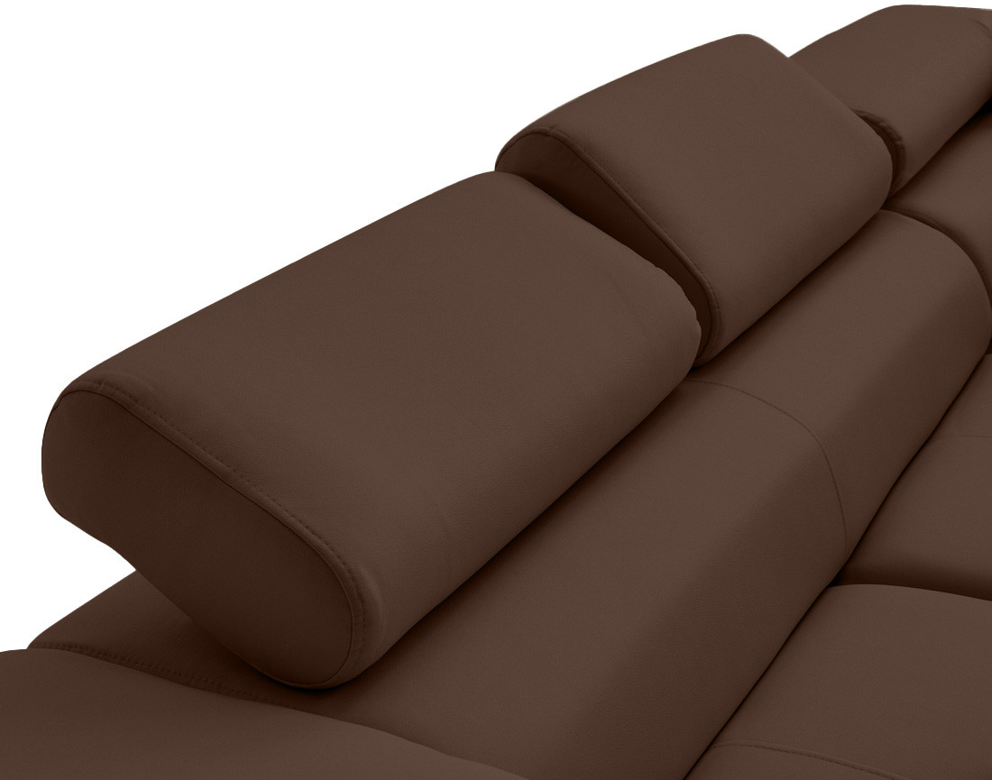 Canapé d'angle droit 5 places convertible avec coffre et têtières en simili Zaria