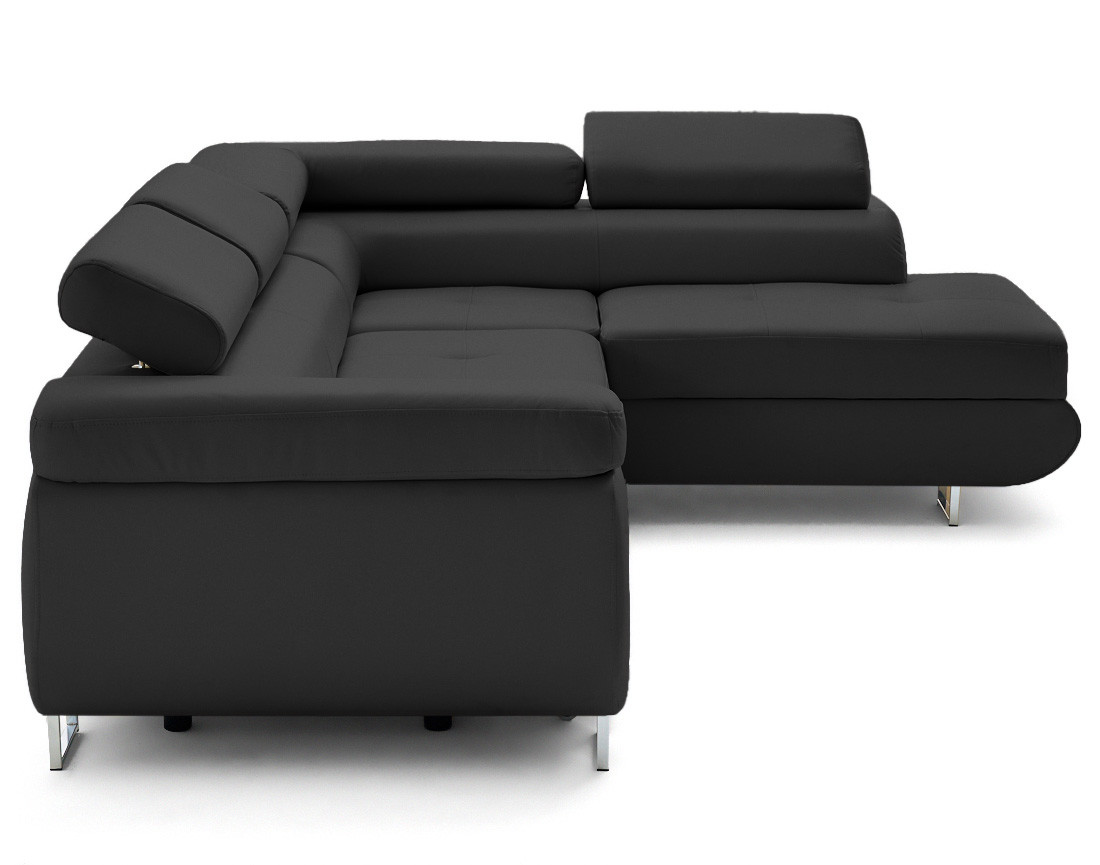 Canapé d'angle droit 5 places convertible avec coffre et têtières en simili Zaria