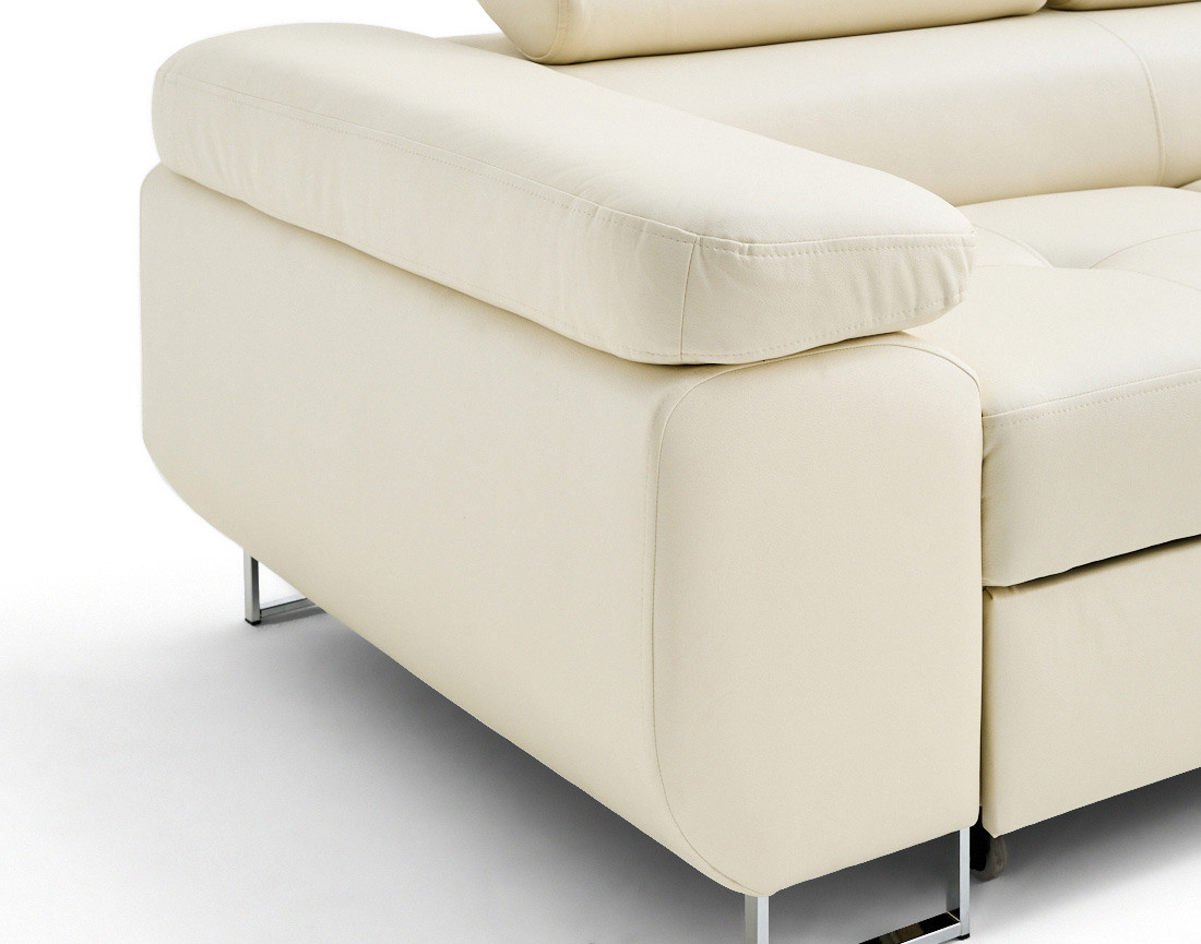 Canapé d'angle droit 5 places convertible avec coffre et têtières en simili Zaria