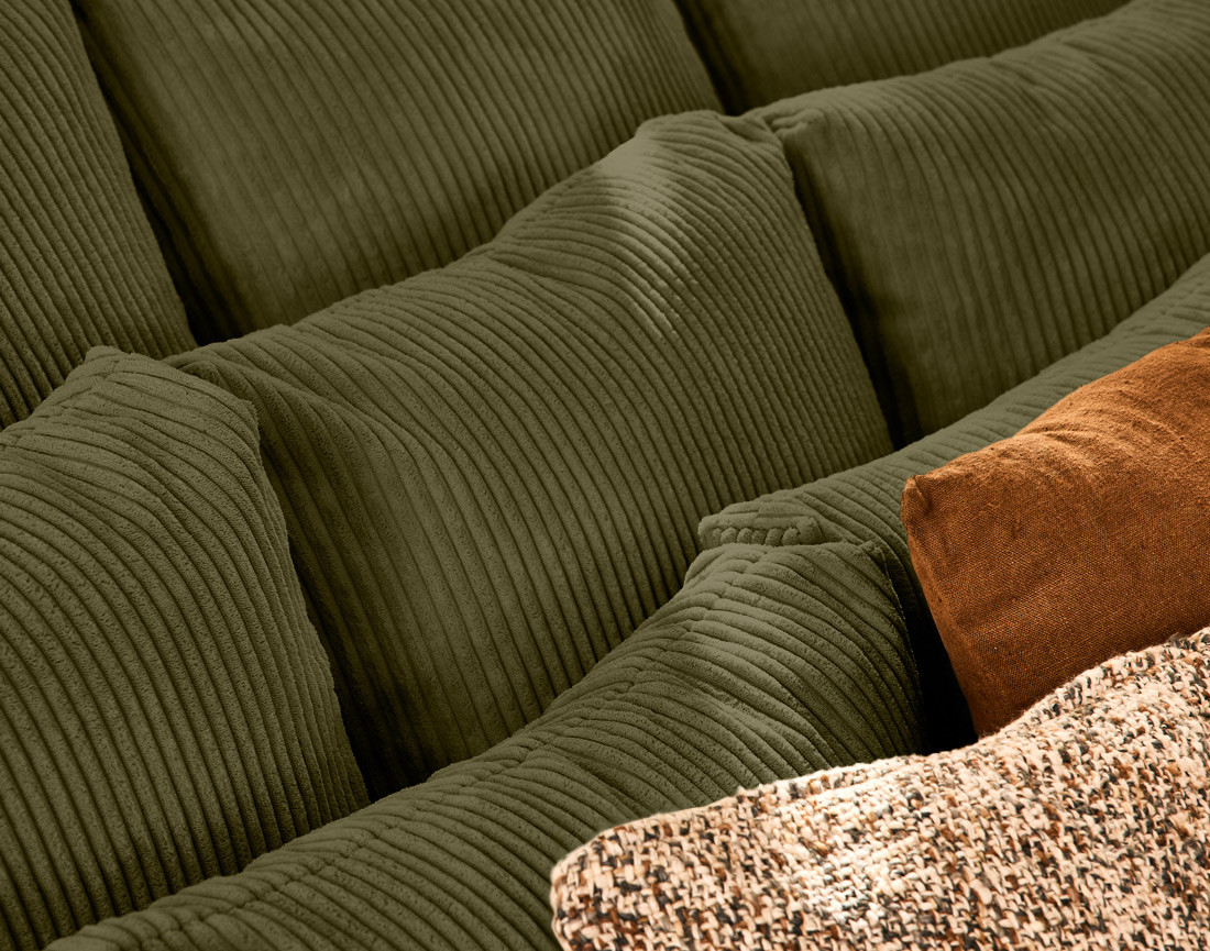 Canapé droit 4 places en velours côtelé Amadora