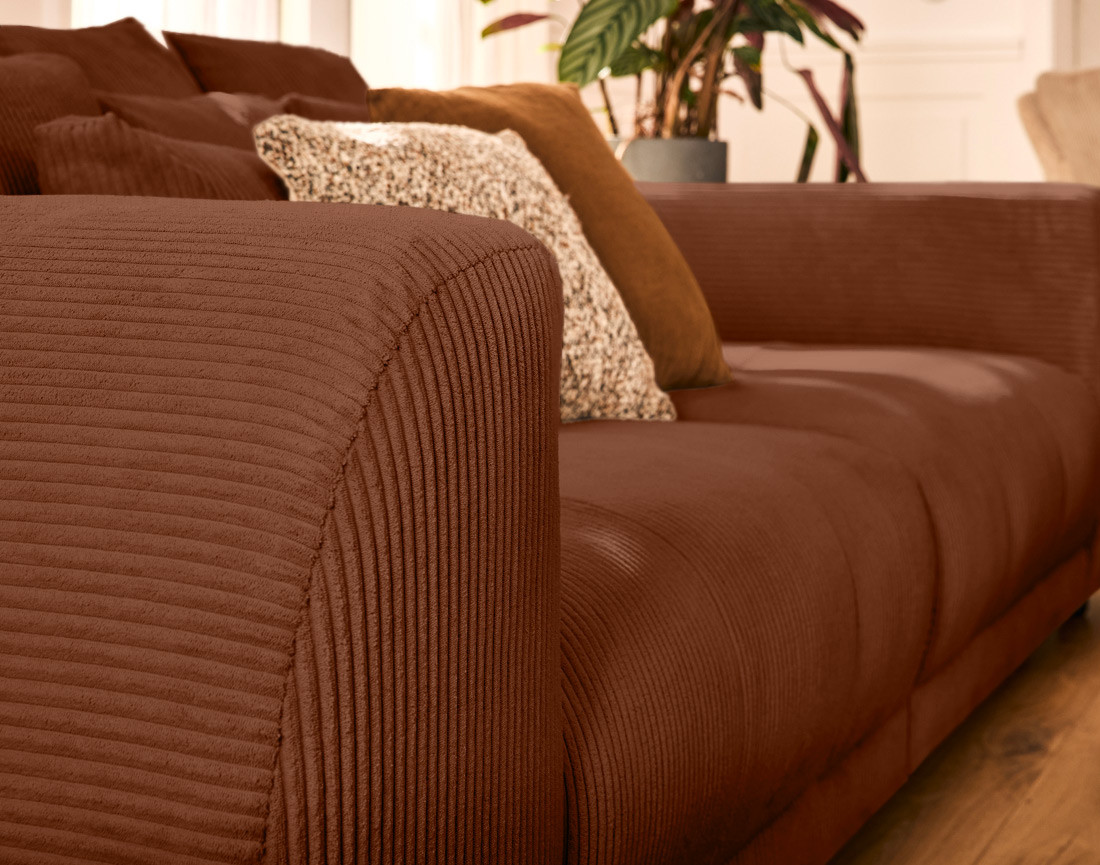 Canapé droit 4 places en velours côtelé Amadora