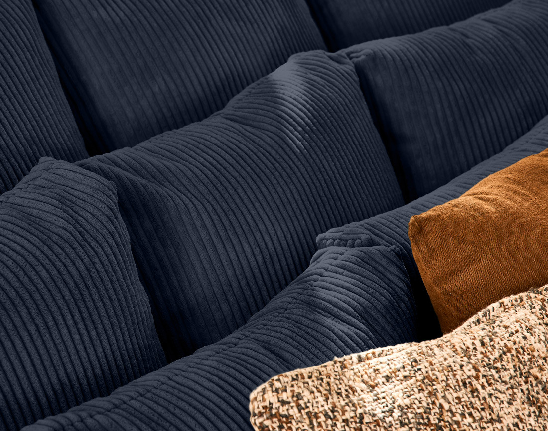 Canapé droit 4 places en velours côtelé Amadora