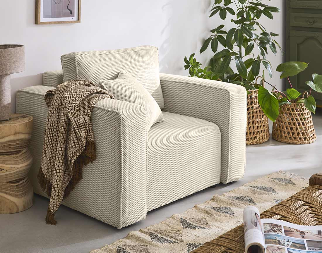 Fauteuil en velours texturé Topaze