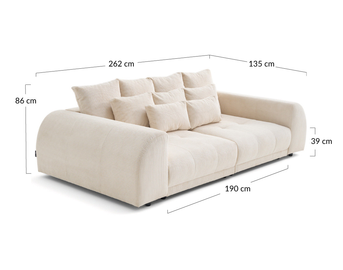 Canapé Droit 4 Places KELIA - Velours Gris, Design Contemporain, Parfait Pour Votre Salon