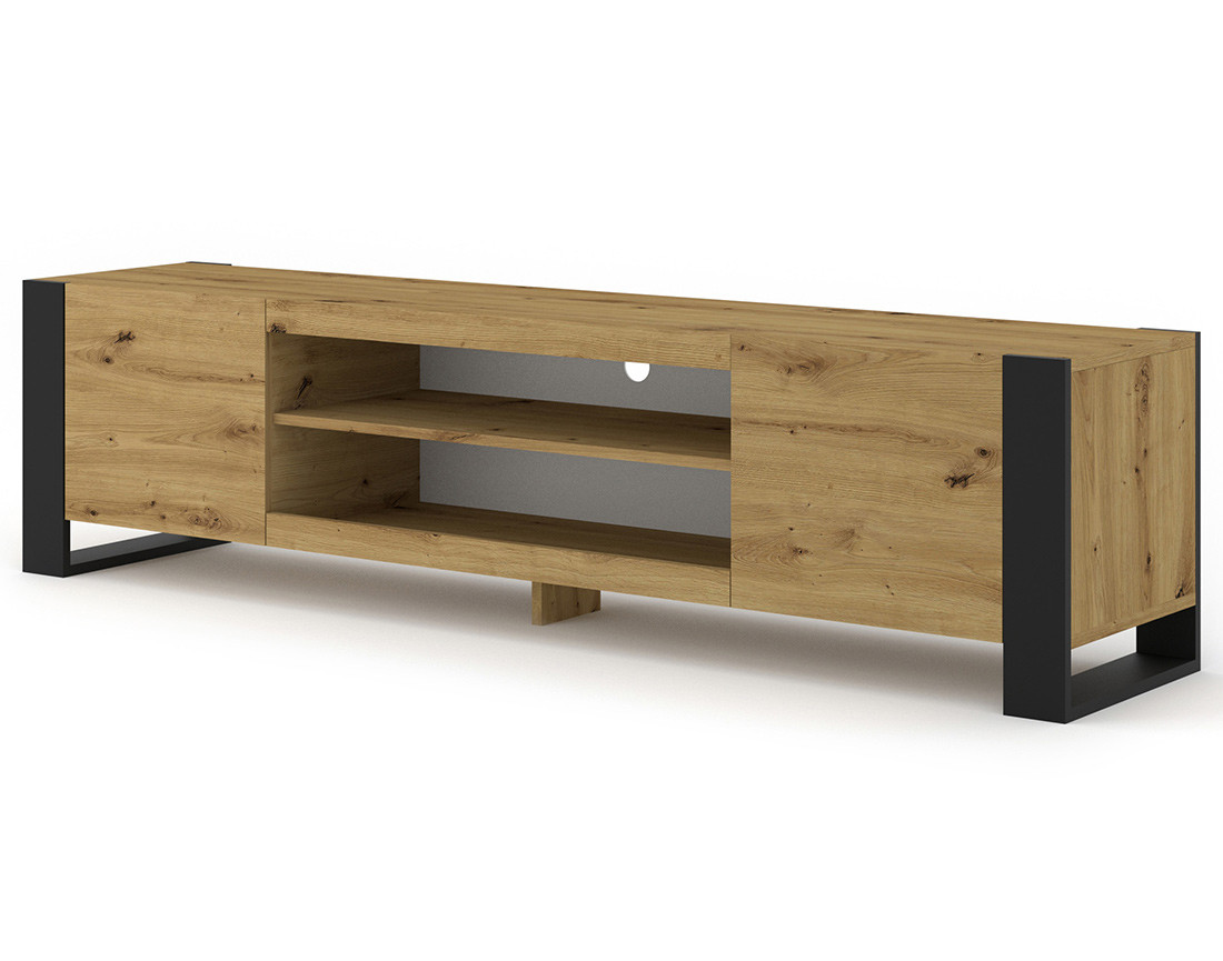 Meuble TV 2 portes et 2 niches 188 cm Pedro