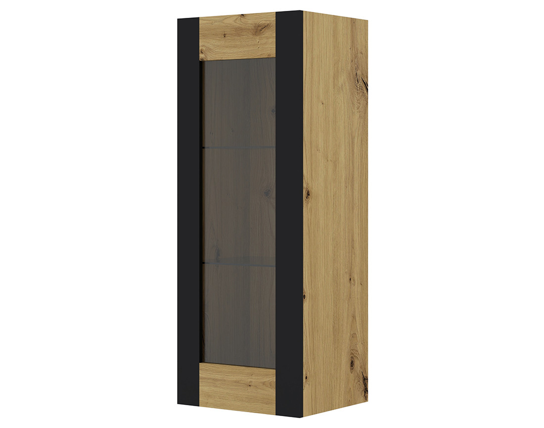 Vitrine suspendue bois et noir 125 cm Pedro