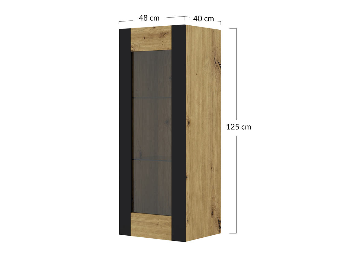 Vitrine suspendue bois et noir 125 cm Pedro