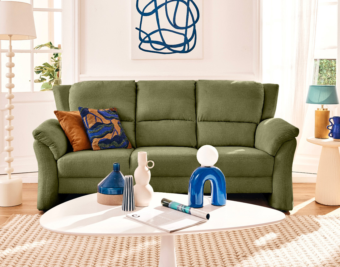 Canapé droit 3 places en tissu velours relief Bastille