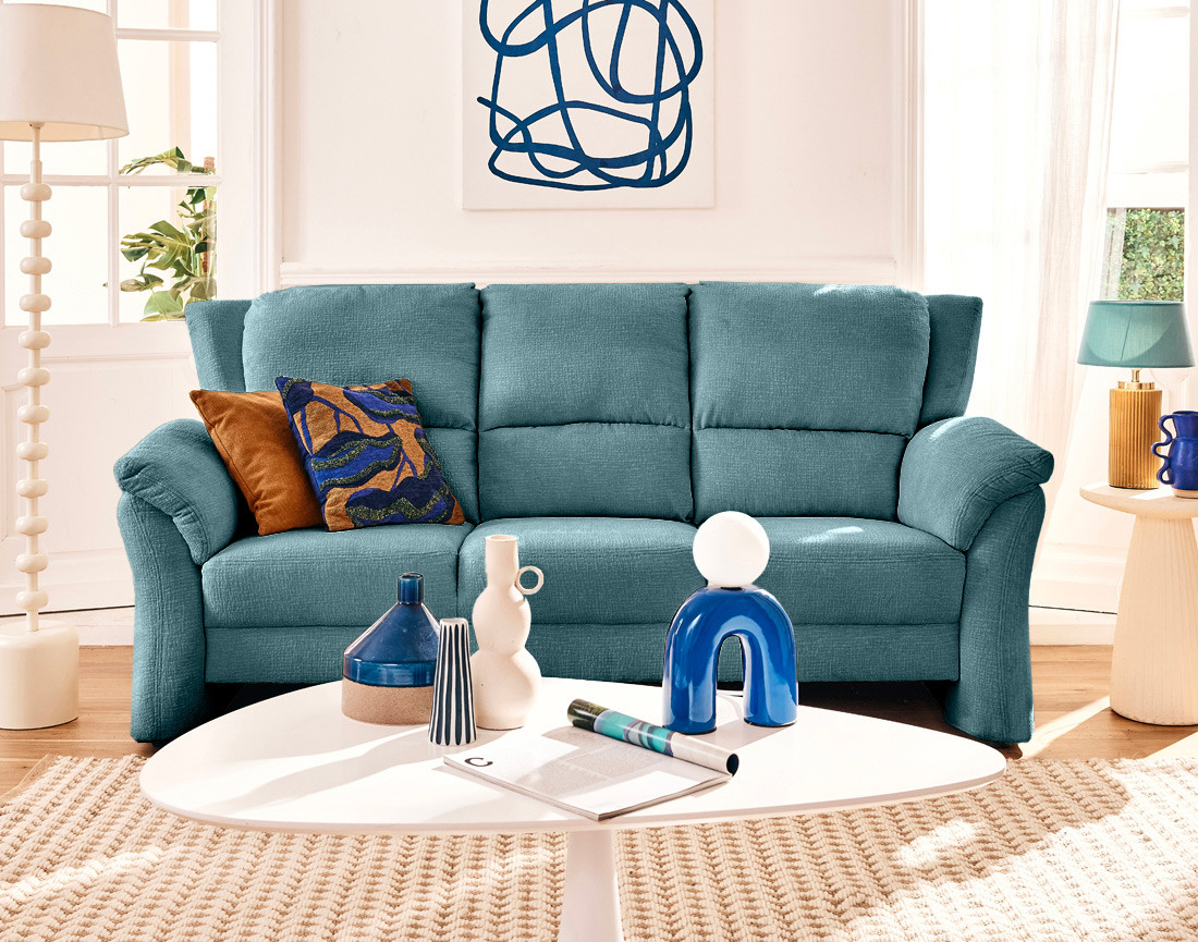 Canapé droit 3 places en tissu velours relief Bastille