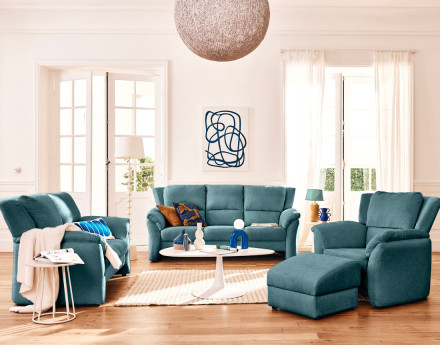 Canapé droit 3 places en tissu velours relief Bastille