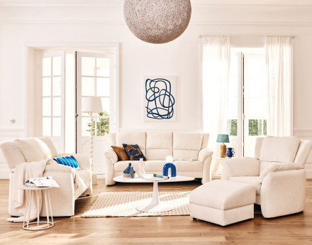 Canapé droit 2 places en tissu velours relief Bastille