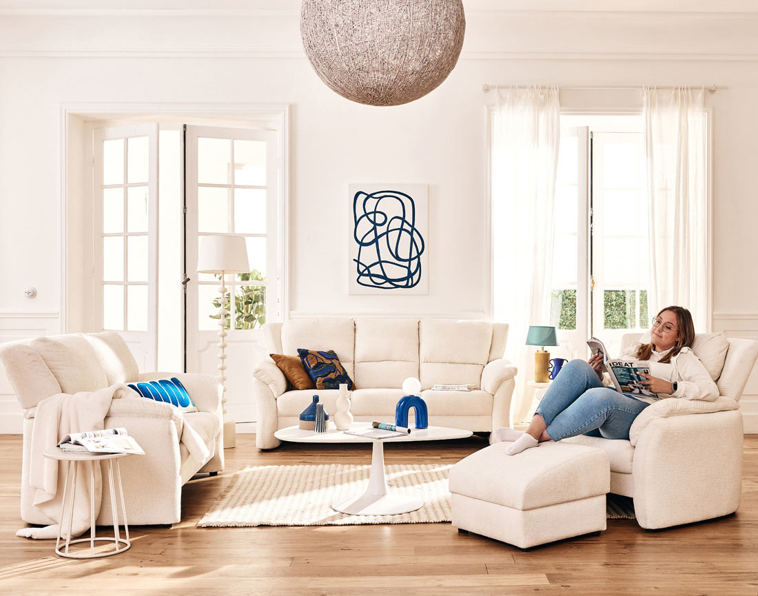 Canapé droit 2 places en tissu velours relief Bastille Canapé droit 2 places en tissu velours relief Bastille