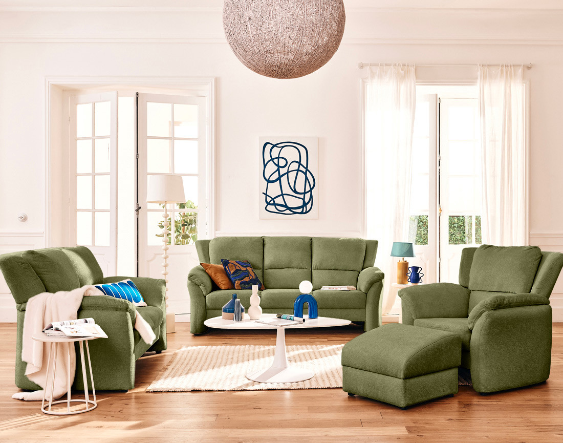 Canapé droit 2 places en tissu velours relief Bastille