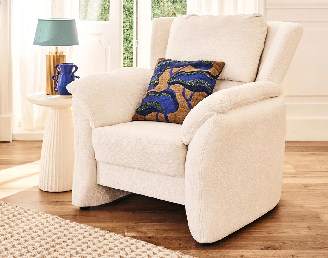 Fauteuil en tissu velours relief Bastille