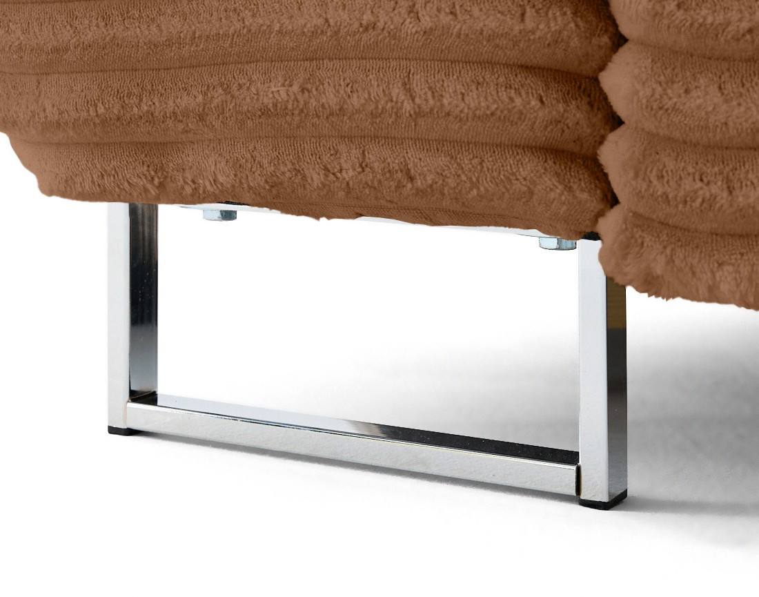 Canapé d'angle droit 5 places convertible avec coffre et têtières en velours côtelé grosses côtes Zaria