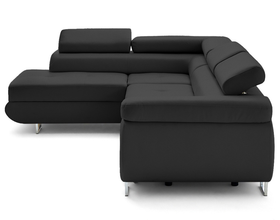 Canapé d'angle gauche 5 places convertible avec coffre et têtières en simili Zaria