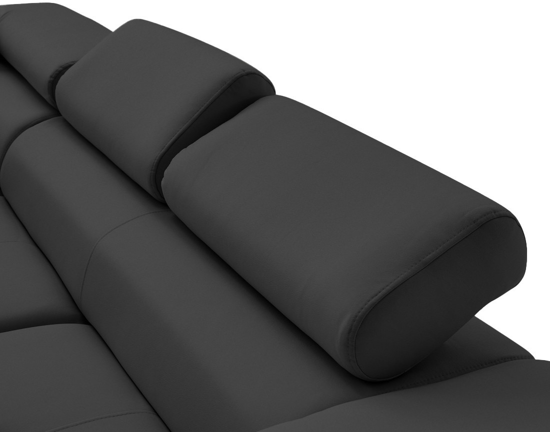 Canapé d'angle gauche 5 places convertible avec coffre et têtières en simili Zaria