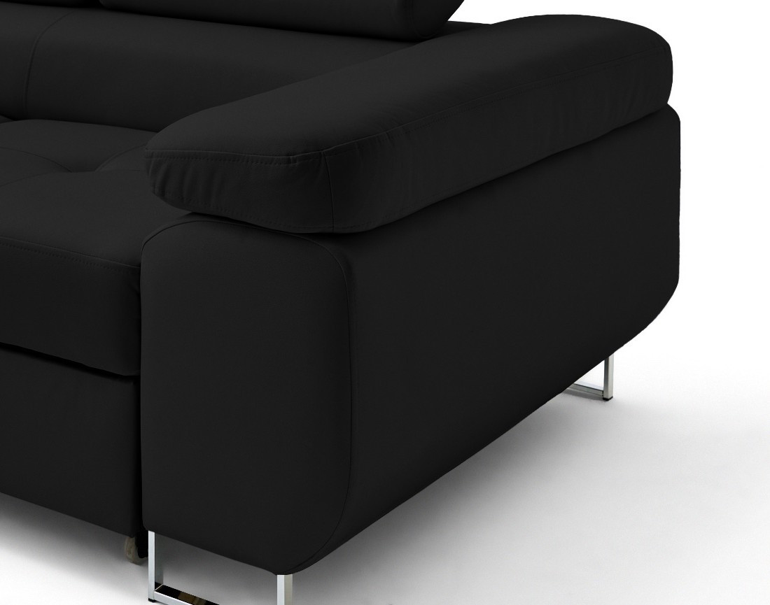 Canapé d'angle gauche 5 places convertible avec coffre et têtières en simili Zaria Canapé d'angle gauche 5 places convertible avec coffre et têtières en simili Zaria