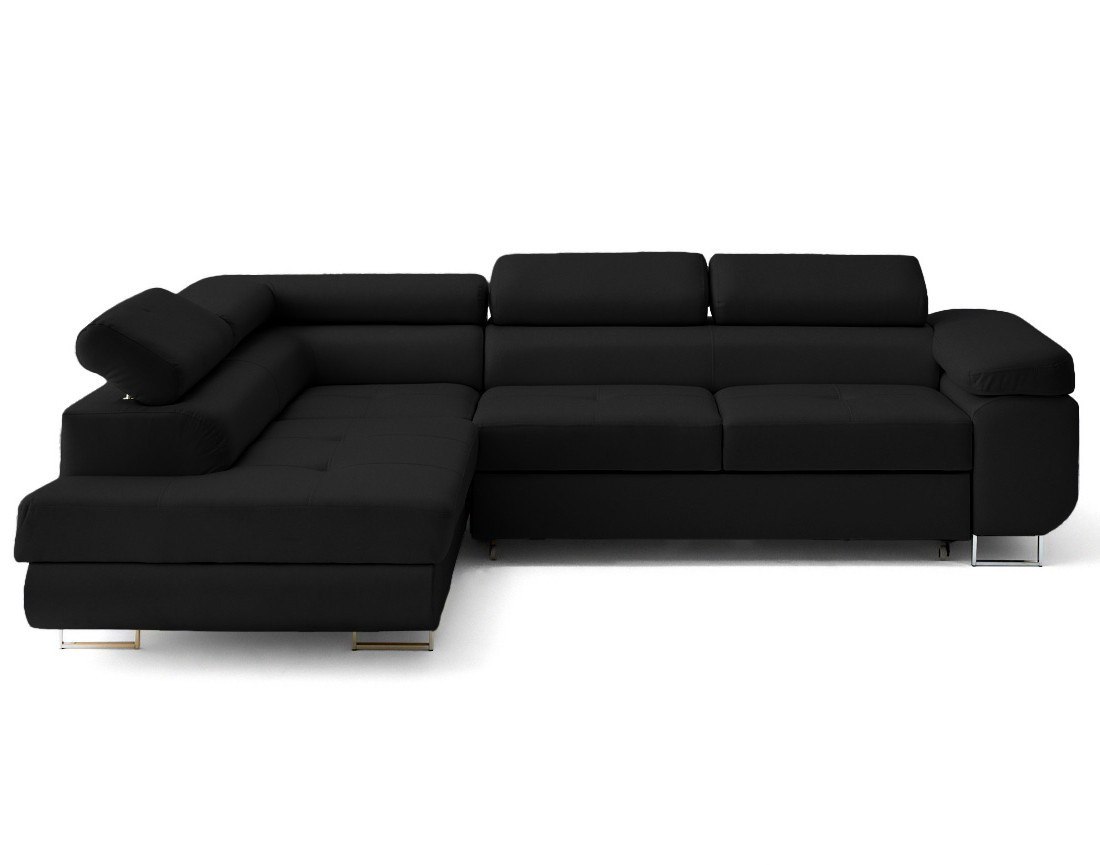 Canapé d'angle gauche 5 places convertible avec coffre et têtières en simili Zaria Canapé d'angle gauche 5 places convertible avec coffre et têtières en simili Zaria