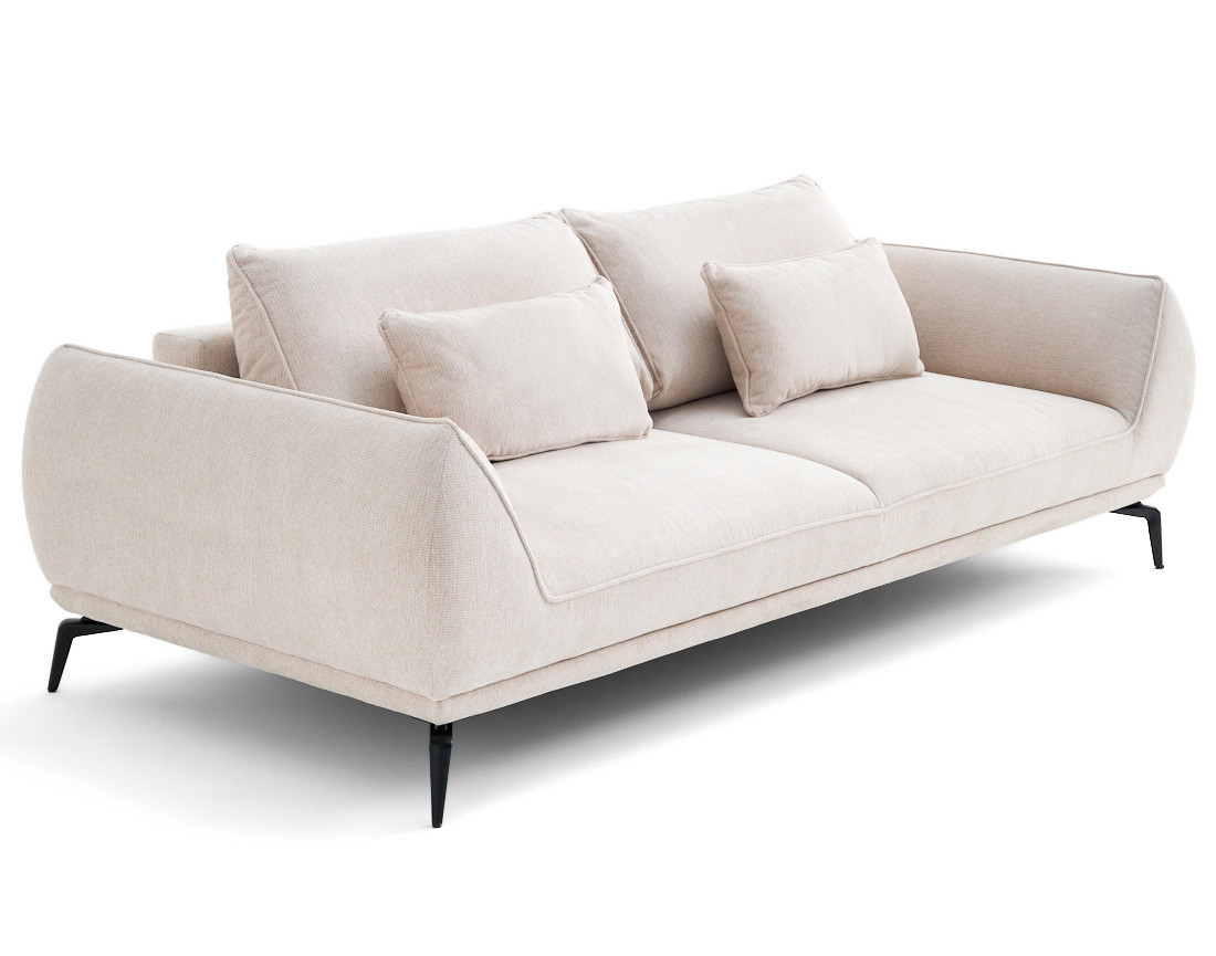 Canapé droit 3 places convertible en tissu texturé Arica