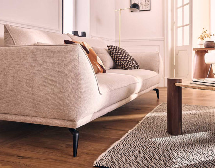 Canapé droit 3 places convertible en tissu texturé Arica