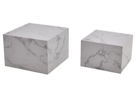 Lot de 2 tables basses marbre blanc Fabio