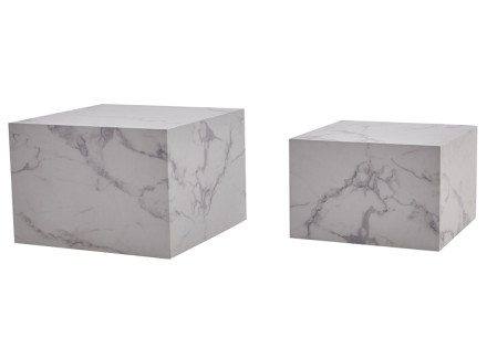 Lot de 2 tables basses marbre blanc Fabio