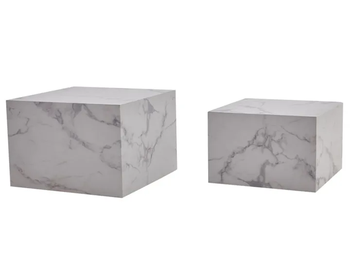 Lot de 2 tables basses marbre blanc Fabio