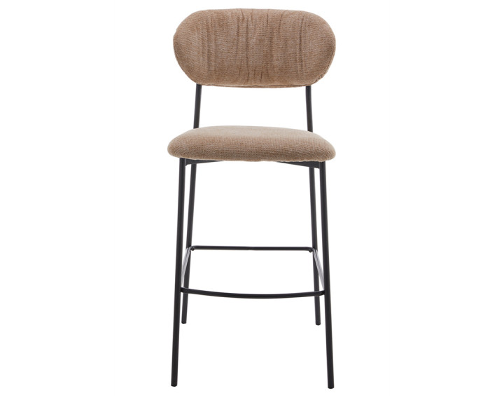 Lot de 4 tabourets en tissu beige Rosita