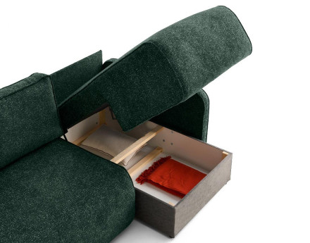 Canapé d'angle réversible 4 places convertible avec coffres en tissu moucheté Apolline