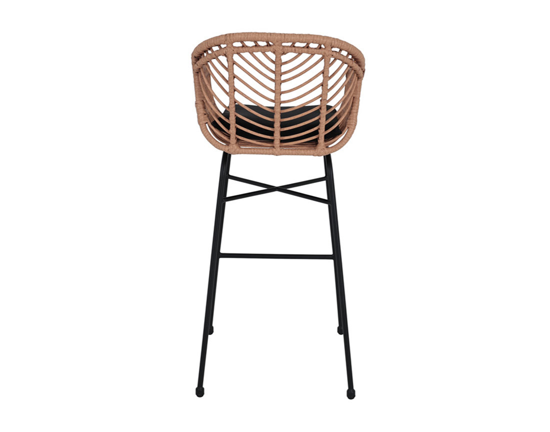 Lot de 4 tabourets effet rotin bois et noir Rosano