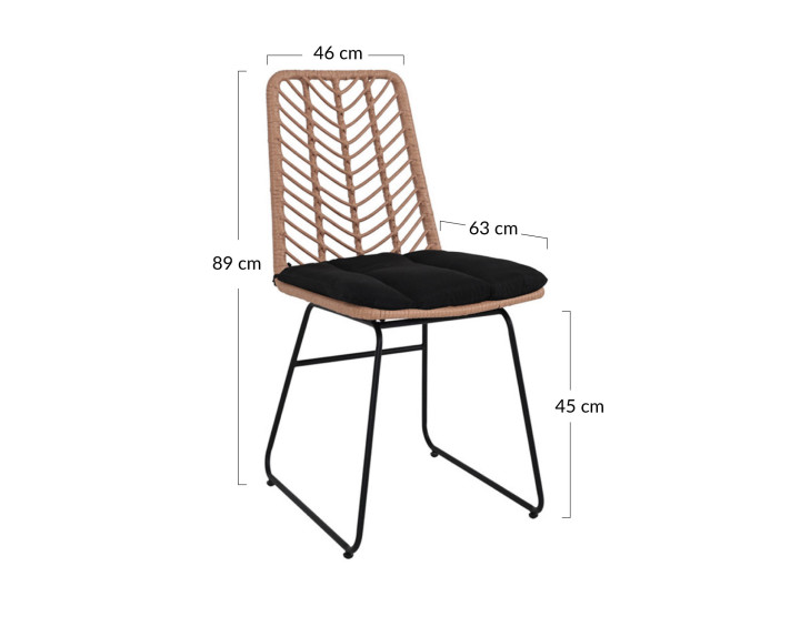 Lot de 4 chaises effet rotin bois et noir Forenza