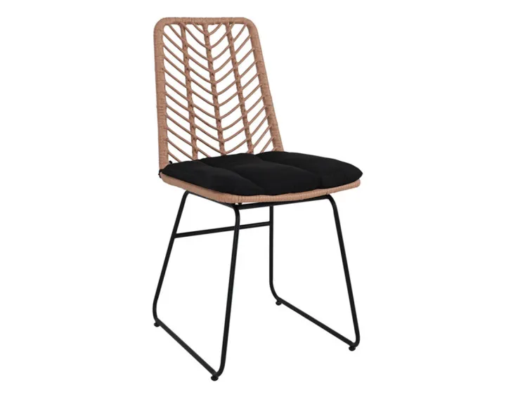 Lot de 4 chaises effet rotin bois et noir Forenza