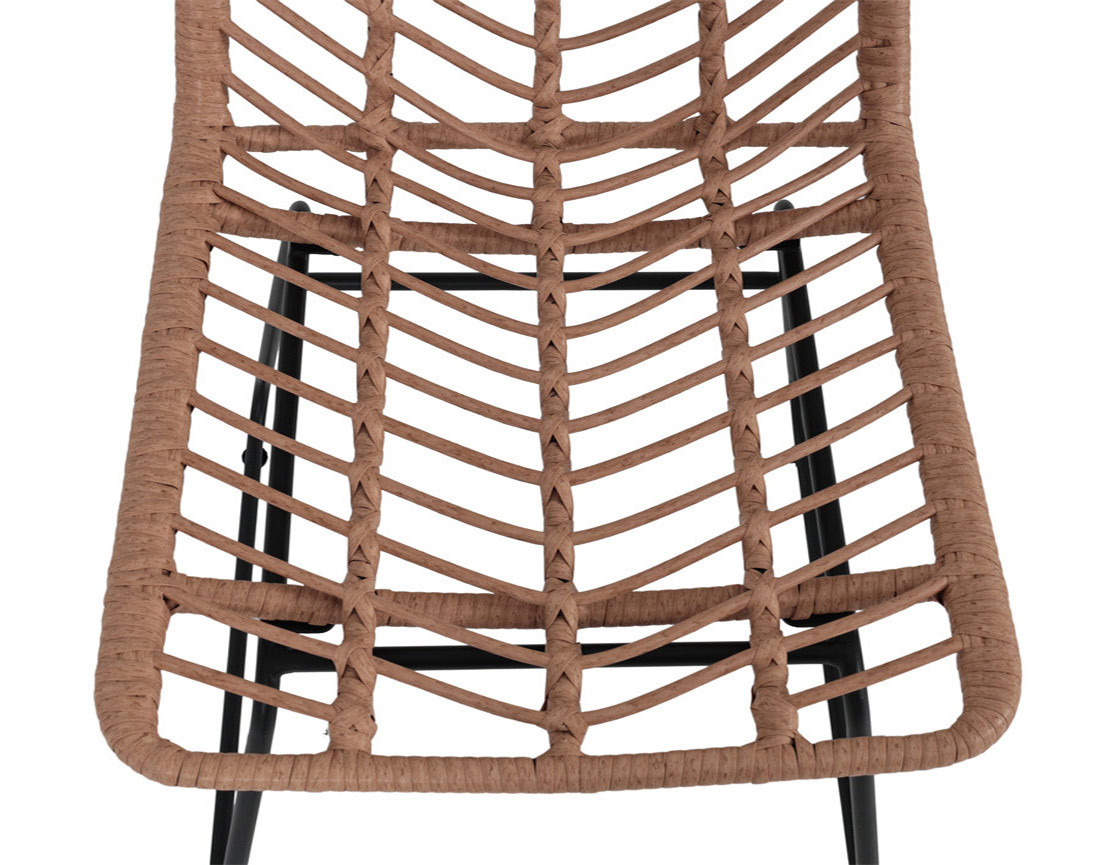 Lot de 4 chaises effet rotin bois et noir Forenza