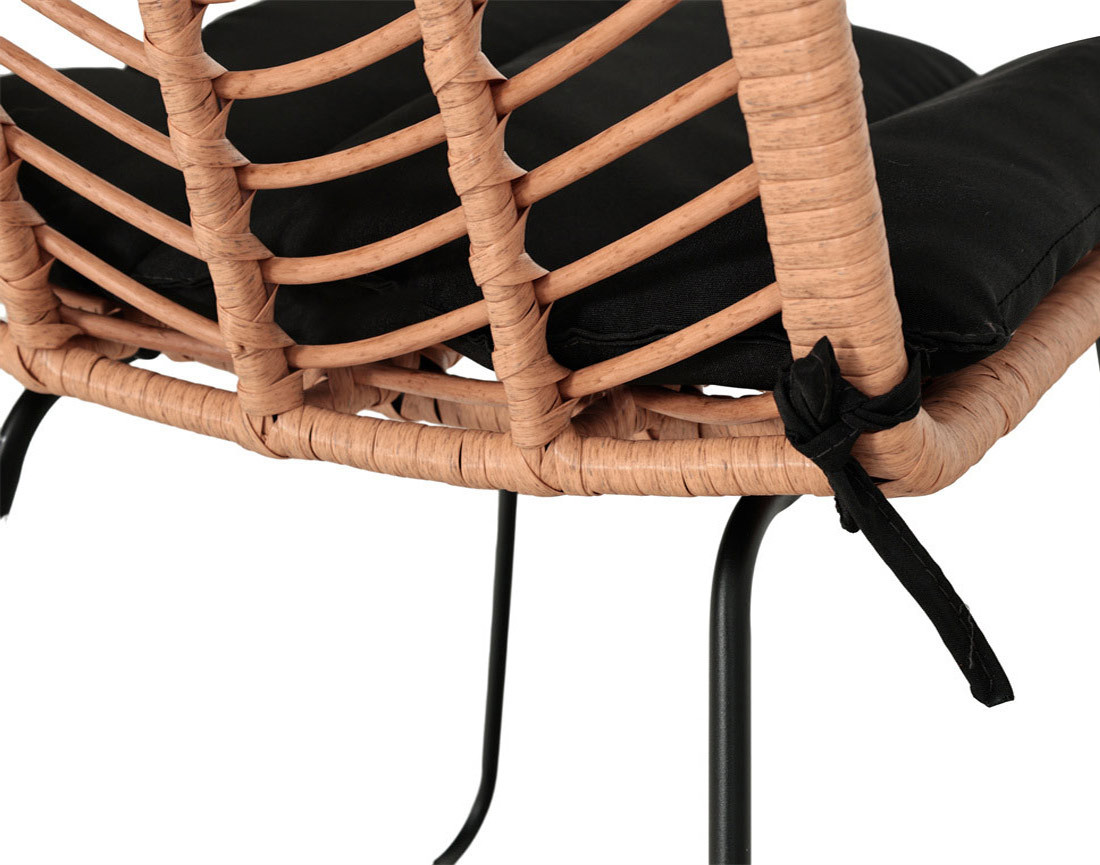 Lot de 4 chaises effet rotin bois et noir Forenza