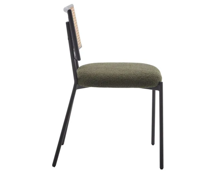 Lot de 4 chaises en tissu bouclette vert kaki Luciano