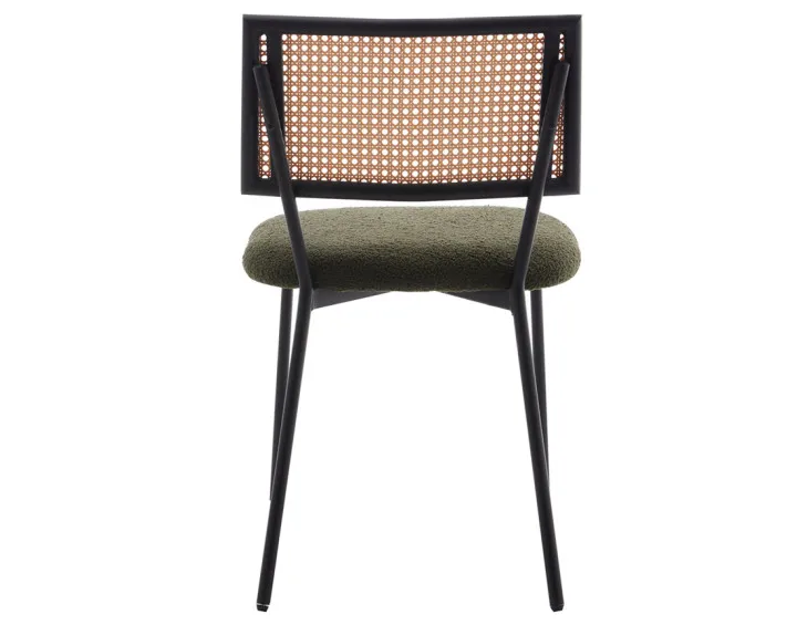 Lot de 4 chaises en tissu bouclette vert kaki Luciano