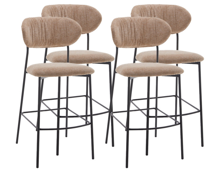 Lot de 4 tabourets en tissu beige Rosita