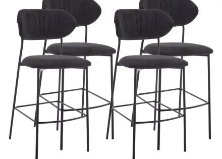 Lot de 4 tabourets en tissu gris anthracite Rosita